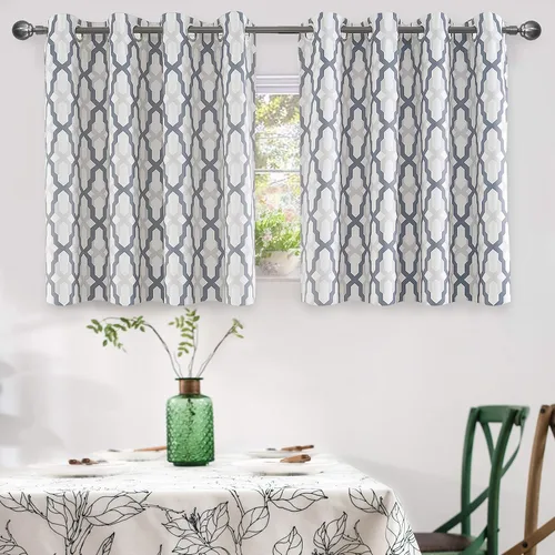 Miniatura 19 de DriftAway Mason - Cortinas térmicas opacas con ojales para ventanas, diseño geométrico de enrejado, 2 paneles, cada uno de 52 pulgadas por 63 Gris