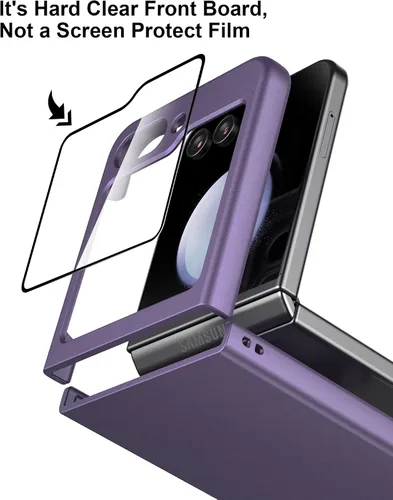 Miniatura 6 de Funda delgada para Galaxy Z Flip 5, [película de pantalla frontal dura transparente incorporada + parte trasera de policarbonato duro]