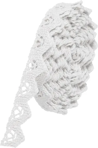MECCANIXITY Cinta de encaje de algodón de 30 yardas de 0.59 pulgadas para manualidades, envoltorios de regalo, diademas, boda, blanco, estilo 9