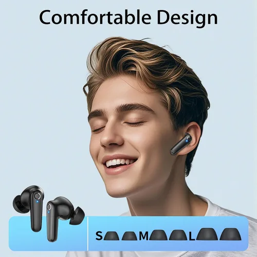 Miniatura 7 de Redpepper - Auriculares inalámbricos Bluetooth 5.3 60H de tiempo de uso. Auriculares con graves profundos y llamada clara. Con micrófono Negro