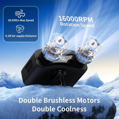 Miniatura 3 de Socool 10000mAh - Ventilador portátil de cintura con clip, ventilador personal recargable a batería, 20H de enfriamiento con 10 velocidades