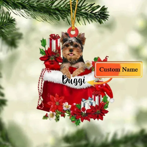 Miniatura 29 de Perro Akita Inu personalizado en bolsa de regalo, adorno de Navidad, nombre personalizado, regalo para amantes de los perros, familia, Navidad