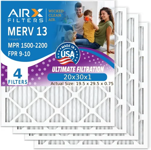 Miniatura 6 de AIRx Filters WICKED CLEAN AIR 10x20x1 MERV 13 Filtro electrostático plisado para aire acondicionado, paquete de 4 filtros HVAC para horno AC
