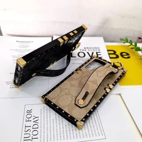 Miniatura 3 de Funda de cuero de lujo para Samsung Galaxy S22 Ultra con correa para pulsera, anticaídas, funda protectora de diseñador compatible con Samsung S22
