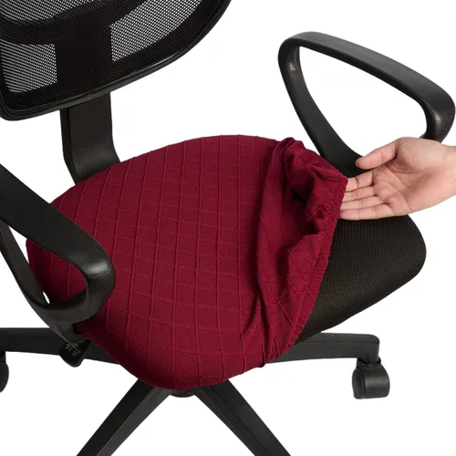 Miniatura 13 de Melaluxe Funda para silla de oficina de jacquard elástico, extraíble y lavable, funda de asiento giratoria para silla de escritorio, color negro