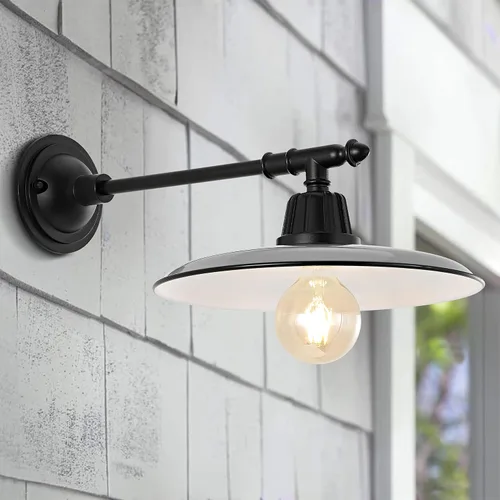 Miniatura 6 de JONATHAN Y Lámpara de pared industrial de 12 pulgadas color gris/negro con 1 luz, lámpara de pared industrial para porche, patio, brazo victoriano