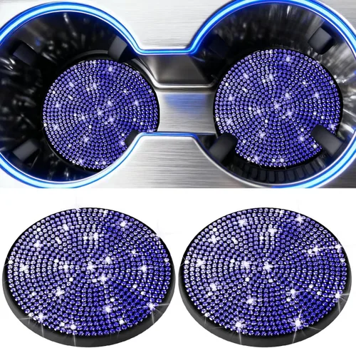 Miniatura 12 de BFXM 2 piezas de portavasos brillantes, portavasos antideslizantes de silicona con diamantes universales de 2.75 pulgadas, accesorios brillantes
