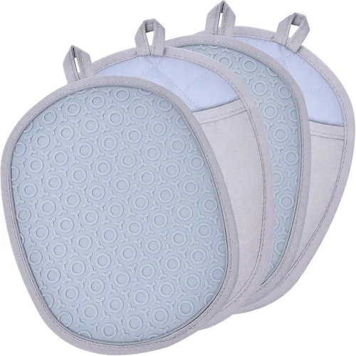 Juego de 4 soportes de silicona para ollas y guantes de horno, almohadillas calientes antideslizantes para un manejo seguro de ollas, sartenes y