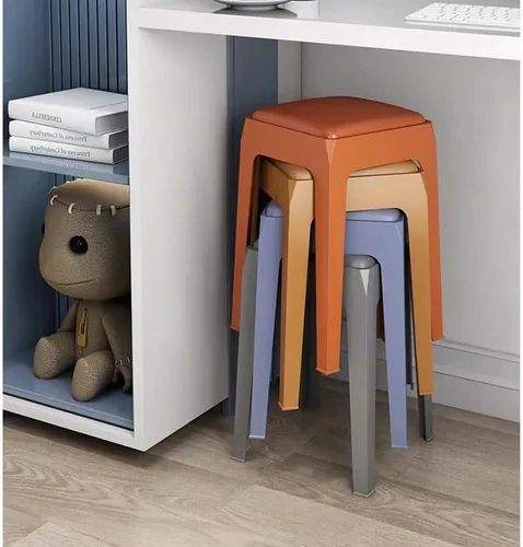 Miniatura 5 de ZJIEX Taburetes de bar modernos de plástico para mostrador, silla de isla de cocina sin brazos, taburete de encimera sin espalda, taburetes