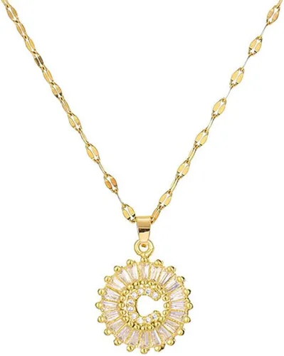Ailiessy Delicados collares con dije de inicial redonda, circonita hueca, collar de letras huecas para mujeres, adolescentes, regalos del día