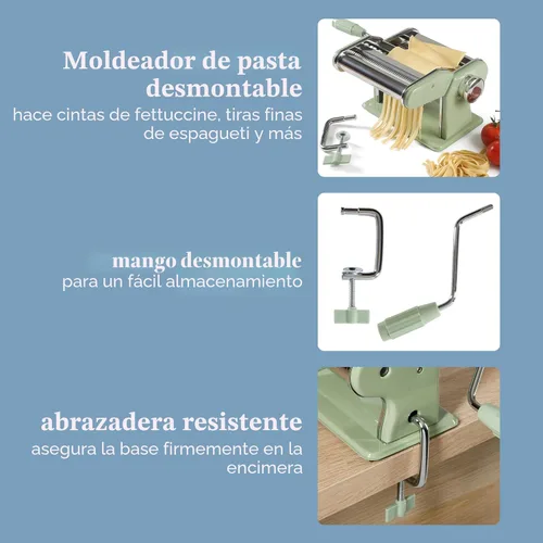 Miniatura 4 de Sur La Table Kitchen Essential Va Bene - Máquina manual para hacer pasta y fideos con rodillos y cortadores - Espaguetis, Fettuccini, Lasaña o Masa