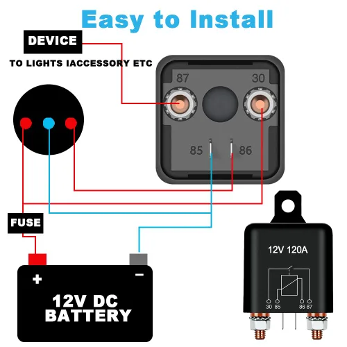 Miniatura 3 de Interruptor de relé de arranque de 12 V, 120 A, 4 pines, interruptor de relé de carga dividida, 4 terminales, relé de control de encendido y apagado