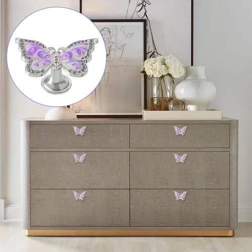 Miniatura 4 de Pomos de mariposa para gabinete, 6 pomos de mariposa de un solo agujero, tiradores decorativos para puerta, gabinete, cajón, armario, muebles