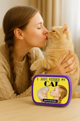 Miniatura 3 de I Just Kissed My Cat Mints – Regalo divertido para los amantes de los gatos – Regalos de señora loca – Latas de menta divertidas – Rellenos