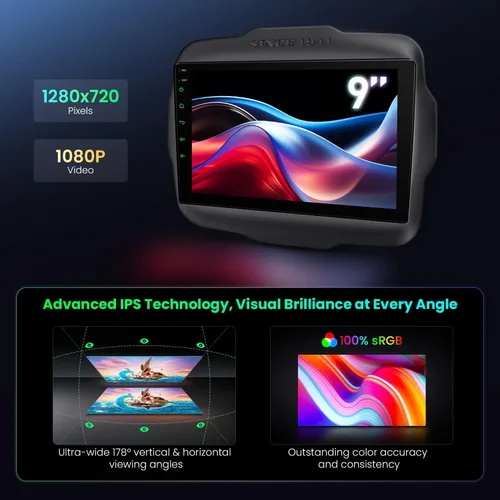 Miniatura 2 de XTRONS Android 14 Estéreo de coche para Jeep Renegade, Octa Core 4+64GB Radio de coche, 9 pulgadas pantalla táctil navegación GPS Bluetooth unidad