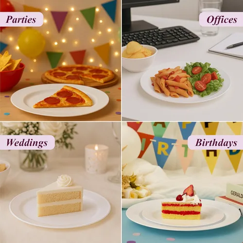 Miniatura 7 de Aya’s 60 Pack de Platos de Plástico para Fiesta - Juego de Platos Desechables Resistente con 30 Platos de Cena y 30 Platos de Ensalada - Platos