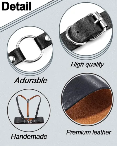 Miniatura 6 de Tecotely Punk Leather Body Harness for Women, Adjustable Body Chain Belt Rave Accessories