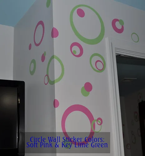 Miniatura 5 de Adhesivo de vinilo naranja para pared, diseño de círculos, burbujas, puntos 25+ piezas