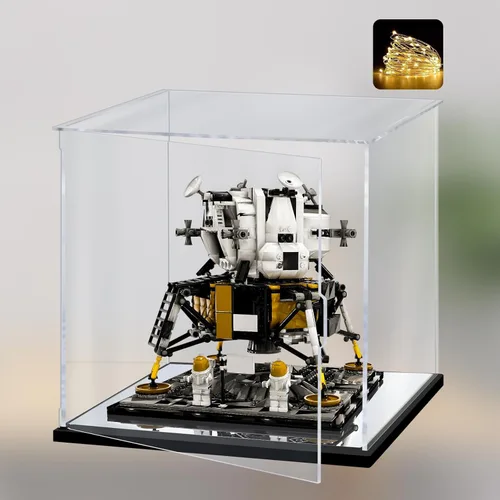 Miniatura 14 de Vitrina de acrílico transparente premium con iluminación LED – Escaparate a prueba de polvo con protección UV para máscara Lego Venom 76187, cascos
