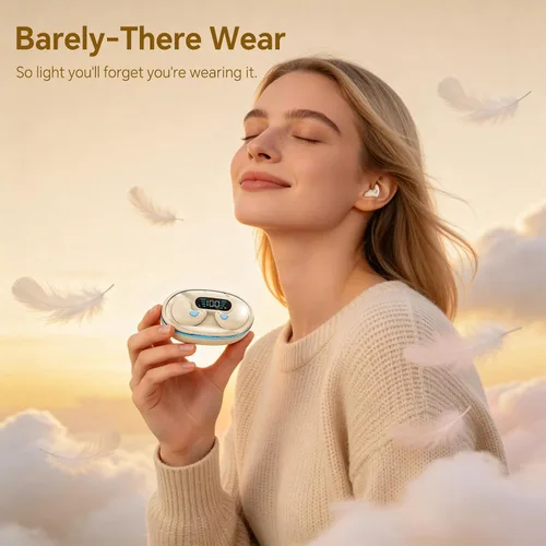 Miniatura 5 de Auriculares invisibles Bluetooth para dormir inalámbricos pequeños con cancelación de ruido, auriculares planos para dormir de lado, impermeables