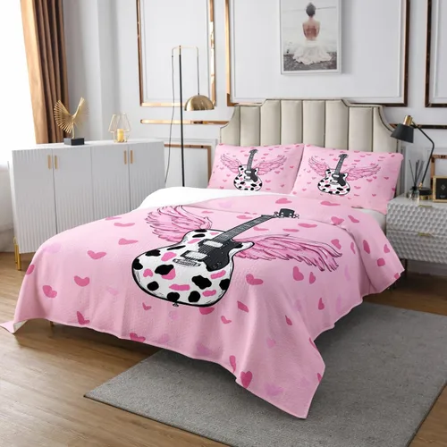 Miniatura 28 de Castle Fairy Cowboy Boots Bedspread Twin Size Bohemia Musical Guitar Coverlet Set Boys Bedroom Present Western Rustic Cowgirl Decor Bedding Set