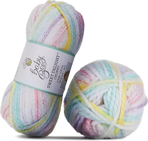 Miniatura 21 de Baby Bee 5 - Hilo voluminoso para ganchillo y tejer – Madeja suave – 109 yardas de acrílico y poliamida para sombreros y mantas – Suministros
