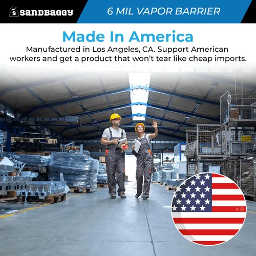 Miniatura 3 de Sandbaggy Barrera de vapor de 10 pies x 100 pies de 6 mil, polietileno, rollos de láminas de plástico negro, barrera de humedad para espacios
