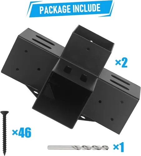 Miniatura 7 de Soportes de pérgola Woodworks 4x4 - Soportes de esquina de 4 vías y 90 grados para madera de 4x4 pulgadas (2 piezas) - Hardware modular