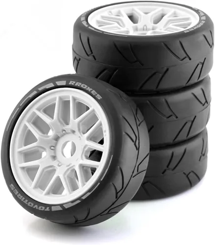 Miniatura 11 de Llantas y ruedas de coche RC 1/8 RC On Road Llantas de 0.669 in Hex 4.055 in Neumáticos de goma para coche de carreras RC en carretera a escala 1:8