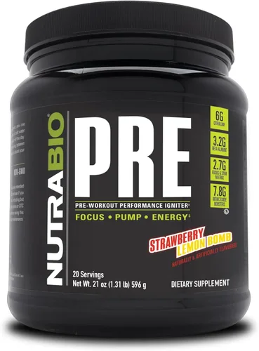 Miniatura 11 de NutraBio Polvo de preentrenamiento, Blue Razz Energía explosiva, enfoque láser, bombas extremas Pre-entrenamiento para hombres y mujeres
