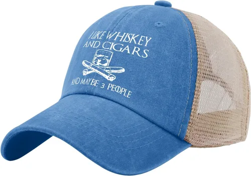 Philysonic Funny Hat I Like Whisky and Cigars and Maybe 3 People Sombreros para Hombres Gorras de Béisbol Gorras Ajustables