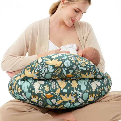 Miniatura 15 de Momcozy - Almohada de lactancia original con valla de seguridad innovadora, más ancha para mayor soporte a mamá y bebé, facilita la lactancia manos