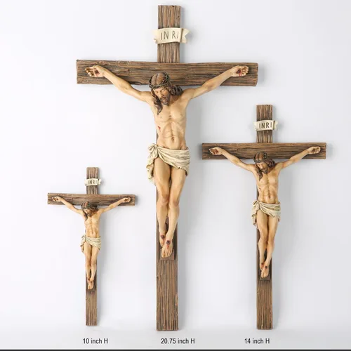 Miniatura 7 de Crucifijo Católico de Pared BC, Decoración Inspiracional del Hogar de Jesucristo, Regalo Religioso Devoto, 10"H, Escultura Renacentista Hecha a Mano