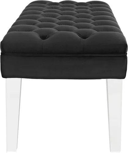 Miniatura 3 de Modway Valet - Banco tapizado de terciopelo con botones copetudos, para dormitorio o entrada, con patas acrílicas, color negro