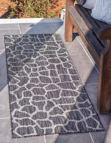 Miniatura 13 de Unique Loom Outdoor Safari Collection - Alfombra de área - Jirafa (2' x 6' 1" camino, azul/gris)