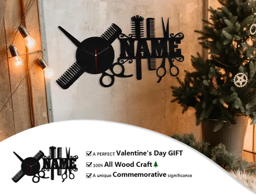 Miniatura 4 de AIFLM Reloj de pared personalizado para peluquería con texto personalizado, reloj de pared para peluquería, peluquería, reloj de pared, regalo único