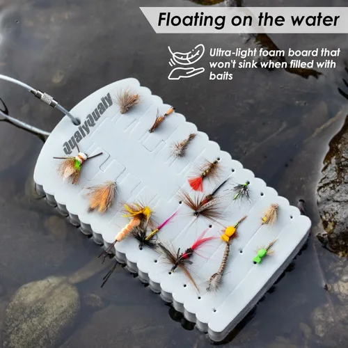 Miniatura 3 de QualyQualy Parche para moscas, paquete de 2 goteros, tarjeta de espuma ligera, accesorios de pesca con mosca para moscas y serpentinas Negro