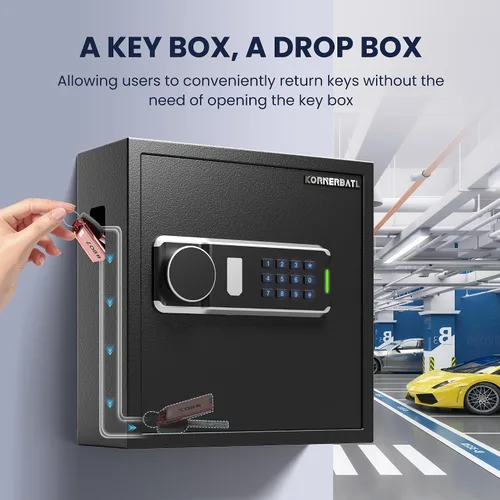 Miniatura 3 de KornerBatl Caja de bloqueo de llave de 65 posiciones con código, soporte de pared electrónico resistente para llaves con ranura de depósito y luz