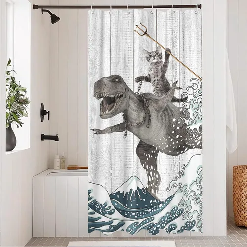 Miniatura 21 de Fungarth Cortina de ducha de pulpo náutico azul, sirena azul marino, divertida cortina de ducha estilo kraken del océano para baño, ancla fresca