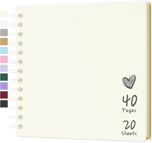 Miniatura 46 de Álbum de recortes de 7 x 7 pulgadas, álbum de recortes DIY de tapa dura de papel kraft, álbumes de fotos, 40 páginas, perfecto para fotos de 4 x 6