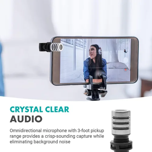 Miniatura 3 de Movo MA5SP - Micrófono de escopeta TRRS de 0.138 in para dispositivos iPhone o Android, micrófono omnidireccional para teléfono con rotación