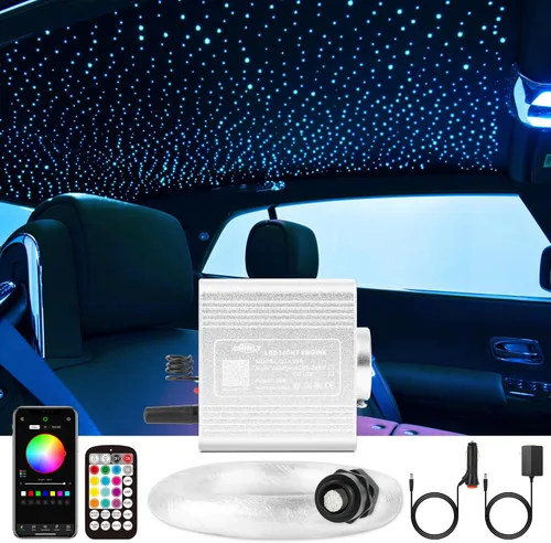Miniatura 11 de CHINLY Kit de 500 luces de estrella para techo de automóvil, luces de estrella parpadeante para techo de automóvil, kit de luces de techo