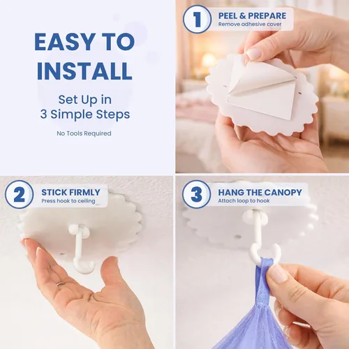 Miniatura 3 de Dosel de Cama Azul, Dosel de Cama Azul con Estrellas que Brillan en la Oscuridad para Niñas, Niños, Niñas y Bebés, Red para Cubrir la Cuna, Niño