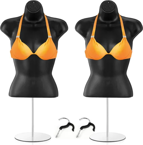 Geetery 2 piezas de maniquí femenino con soporte y gancho para colgar, maniquí de mesa, cuerpo hueco en la espalda para mostrador de manualidades,