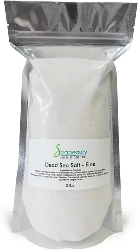Soapeauty Sal del Mar Muerto de grano fino, 100% pura y natural, remojo de sal de baño rica en minerales, para exfoliaciones corporales, fabricación