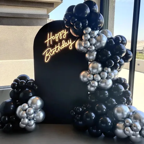 Miniatura 3 de Awenztech - Globos negros de 12 pulgadas, globos de látex negros, 50 globos de fiesta para graduación, Halloween, decoración de fiesta de cumpleaños