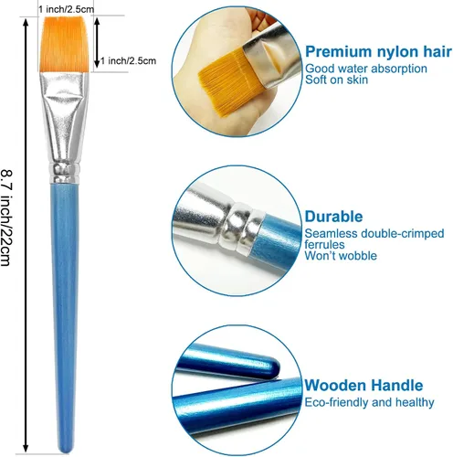 Miniatura 2 de 10 pinceles planos de 1 pulgada, pincel de pintura acrílica, cepillo de nailon sintético para el cabello, pincel de pintura para pintura de 10