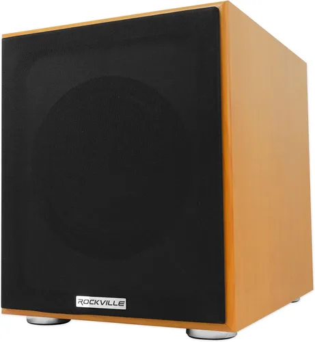 Miniatura 13 de Rockville Rock Shaker 8 Negro, subwoofer alimentado de 8 pulgadas, 400W, graves profundos, amplificador clase D, entradas RCA/altavoces, para cine