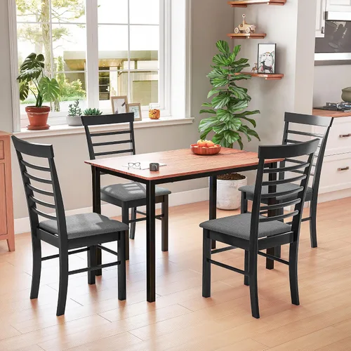 Miniatura 9 de HOMCOM Juego de 2 sillas de comedor de madera, sillas de cocina tapizadas de granja con marco de madera de goma para sala de estar, comedor, negro