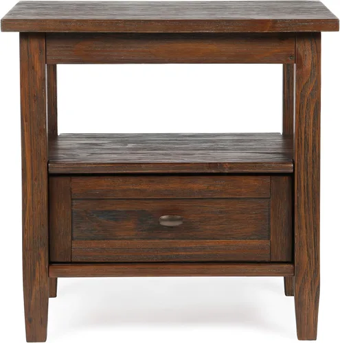 Miniatura 5 de SIMPLIHOME Warm Shaker - Mesa auxiliar de madera maciza de 20 pulgadas de ancho x 20 pulgadas de alto, color marrón carbón envejecido, mesa